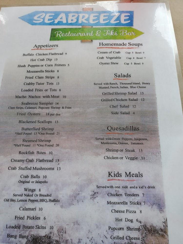 Seabreeze Restaurant & Tiki Bar Menu image 3