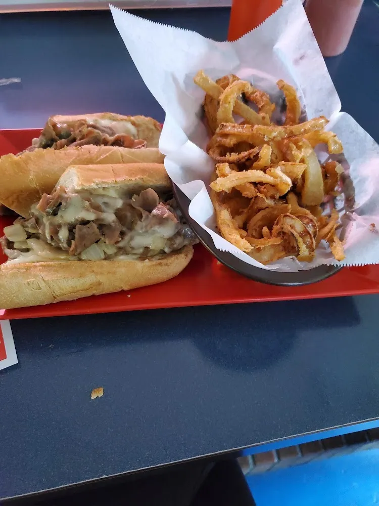 Steak and Cheese Sandwich with Onion Strays